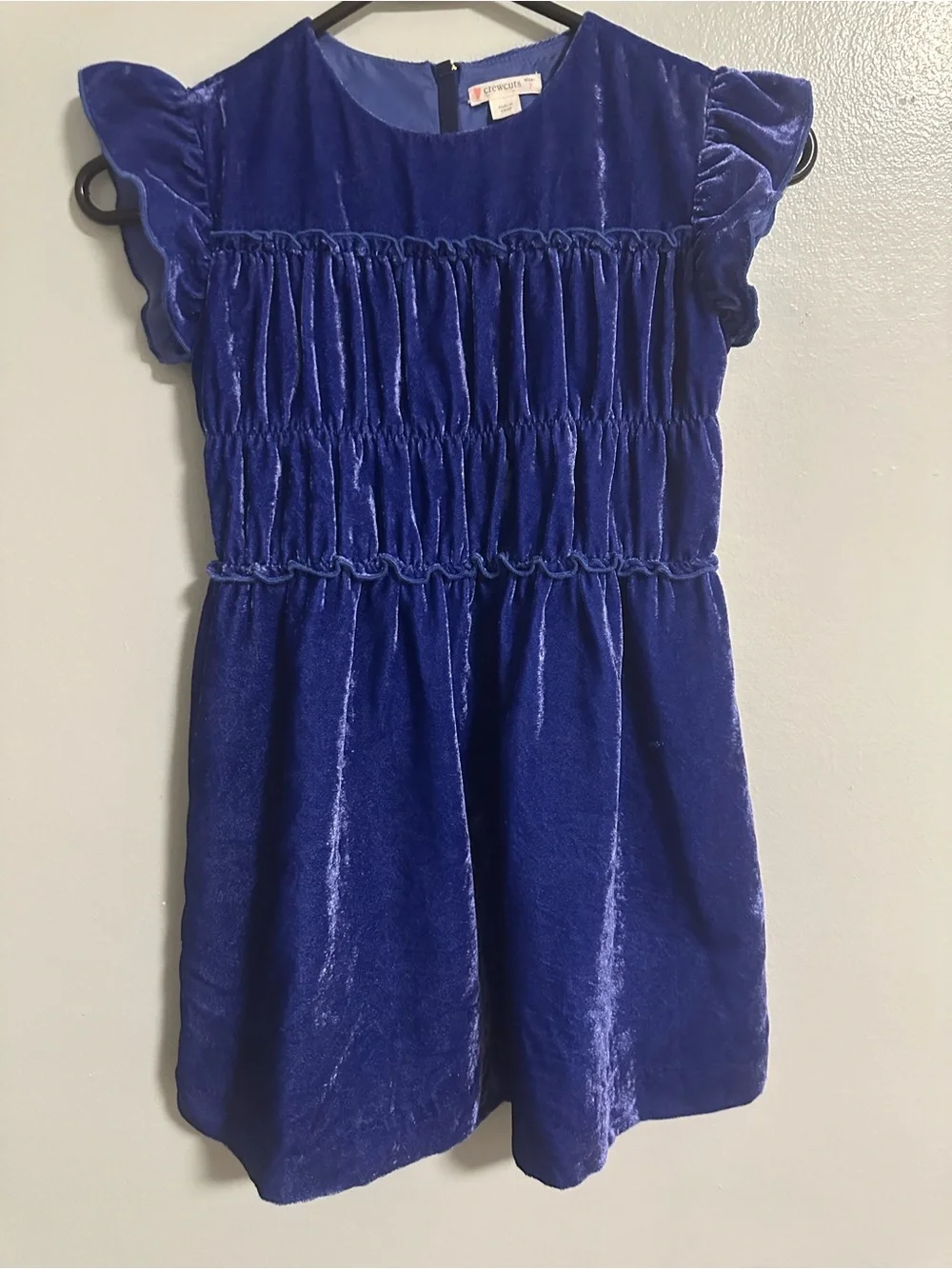 Crewcuts Plush Velvet Dress in Deep Blue Size 7